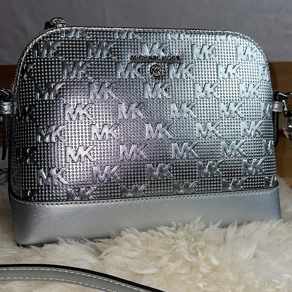 Michael Kors Metallic Silver Crossbody Bag - Picture 2 of 8